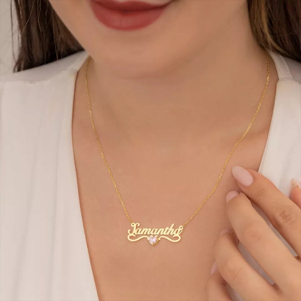 Personalized Name necklace with Birthstone