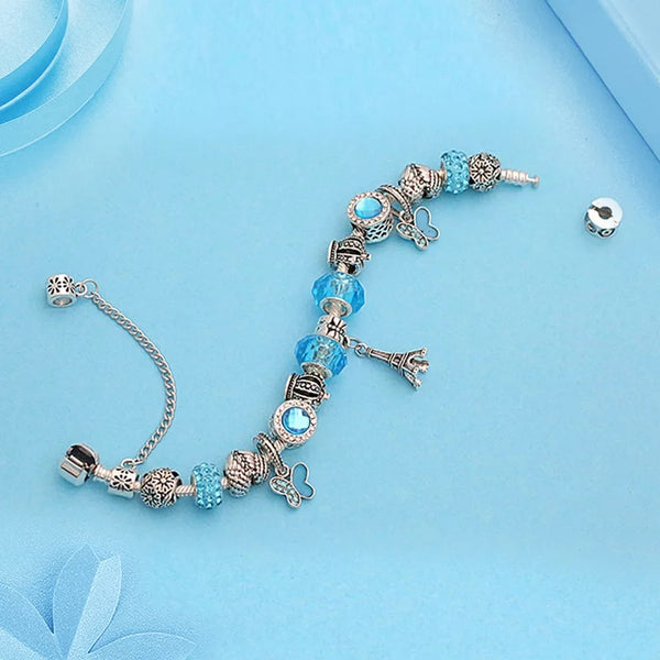 Eiffel Tower Blue Charms Bracelet