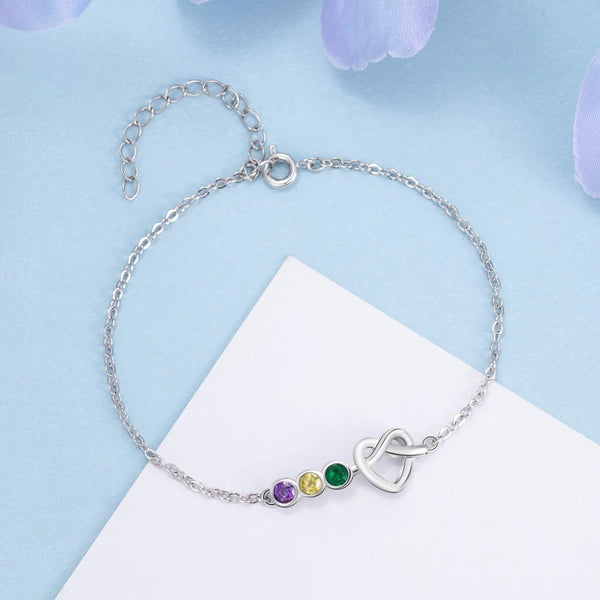 Personalized Love Knot Bracelet with Birthstones
