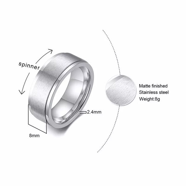 8mm Personalized Engraved Spinner Ring for Men HNS Studio Canada