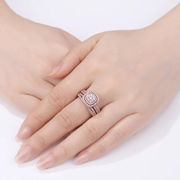 Rose gold Wedding ring set