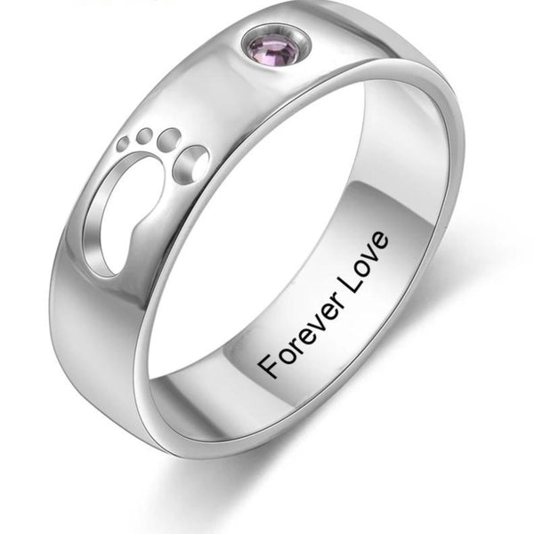 Baby Feet Ring With Birthstone and Engraving HNS Studio Canada