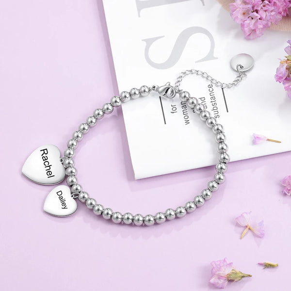 Heart tag two names bracelet