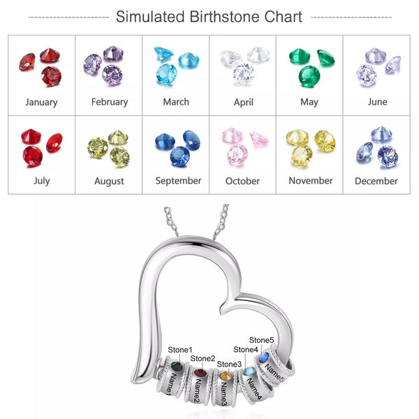 Mom necklace with Kids names and birthstones HNs Studio Canada 