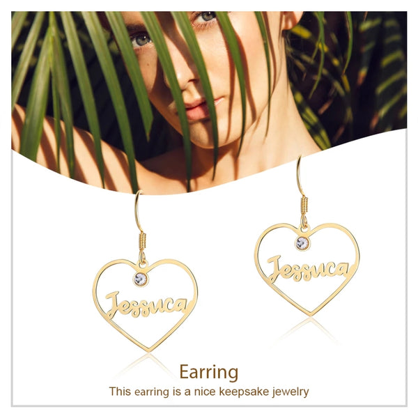 Personalized Love Heart Name Earrings Sterling Silver