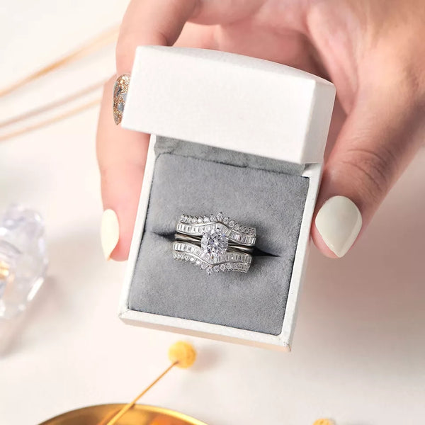 2 Carat Halo Wedding Ring Set