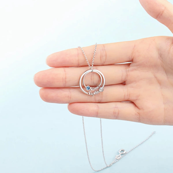 Personalized Family Circle Necklace with Birthstones