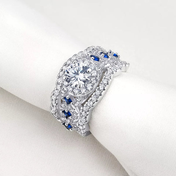 Princess Cut Sterling Silver Ring Set