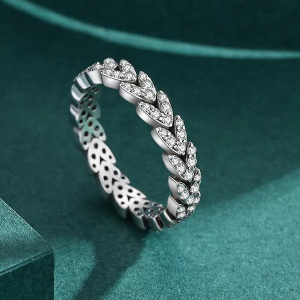 Sterling Silver Stackable Ring Leaves Shape
