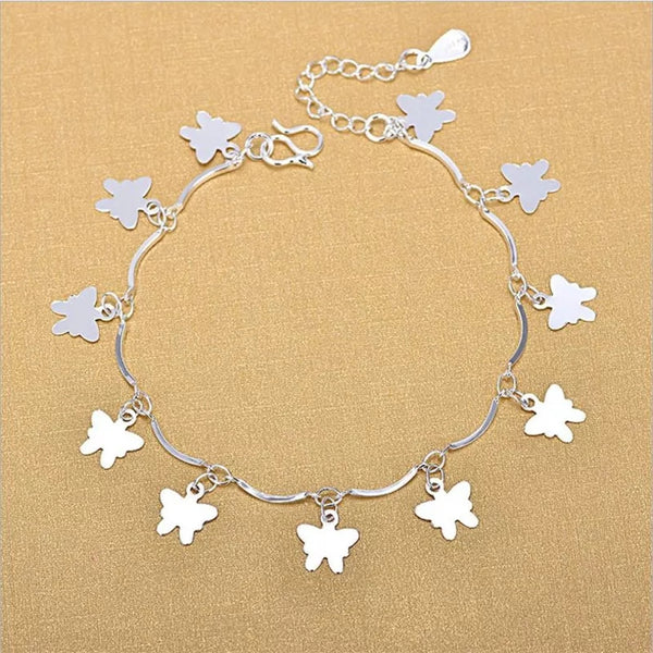 Sterling Silver Butterfly Charms Anklet HNS Studio Canada