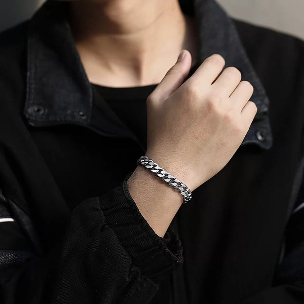 Men's 316L Stainless Steel Curb Link Chain Bracelet - 9 mm