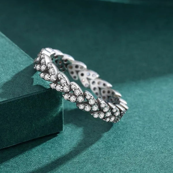 Sterling Silver Stackable Ring Leaves Shape