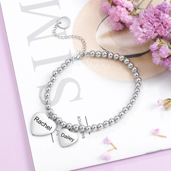 Heart tag two names bracelet