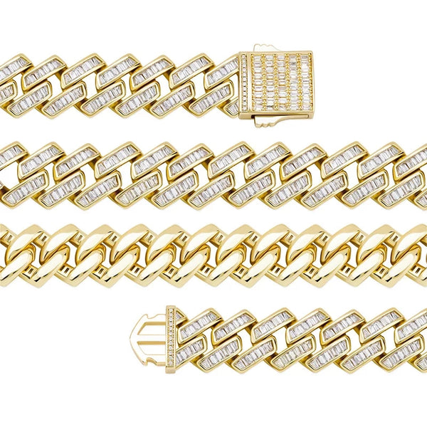 Baguette Cut Box Clasp Cuban Chain in Gold-18mm HNS Studio Canada