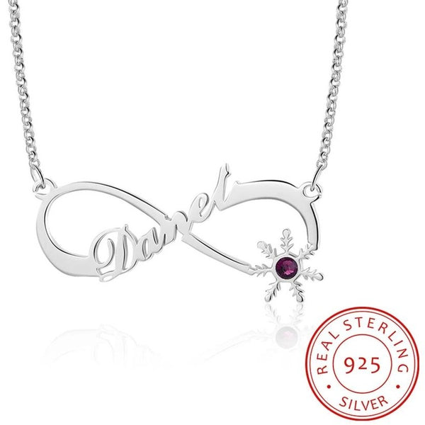 Infinity Sterling Silver Name necklace with Birthstone