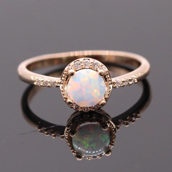 Opal stone Rose gold Ring - HNS Studio