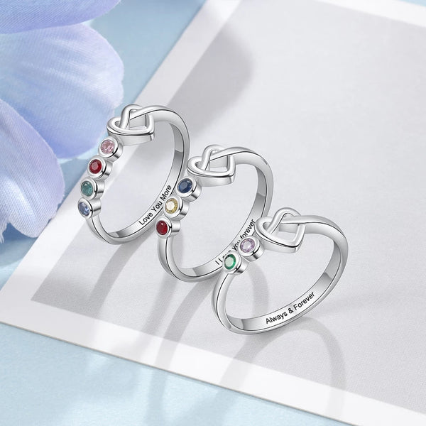 Knotted Heart Birthstone ring