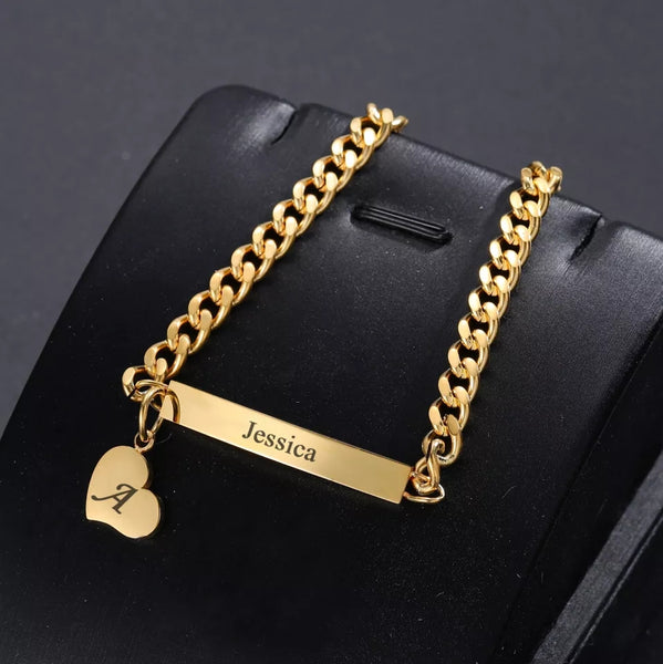 Baby Bar Name Bracelet With Heart Charm HNS Studio Canada