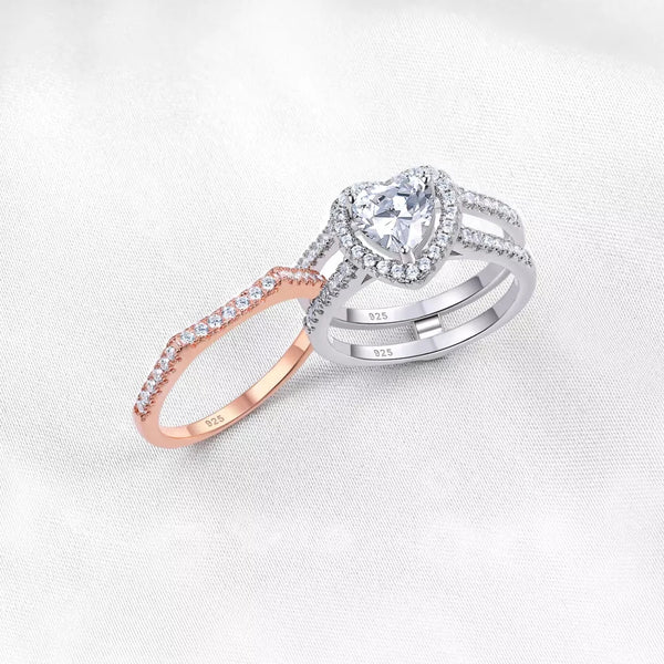 2.0 Carats Sterling Silver Women's Wedding Ring Set