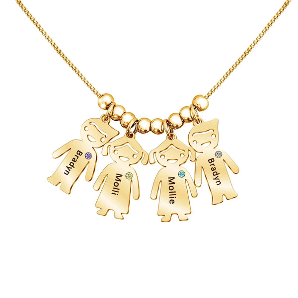 Mother Necklace with Kids Names and Birthstones HNS Studio Canada