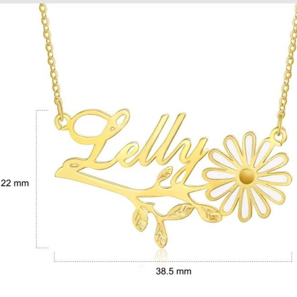 Name Necklace with Daisy Flower