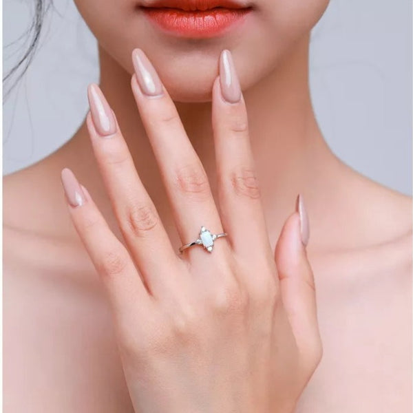 925 Sterling Silver White Opal Ring HNS Studio Canada