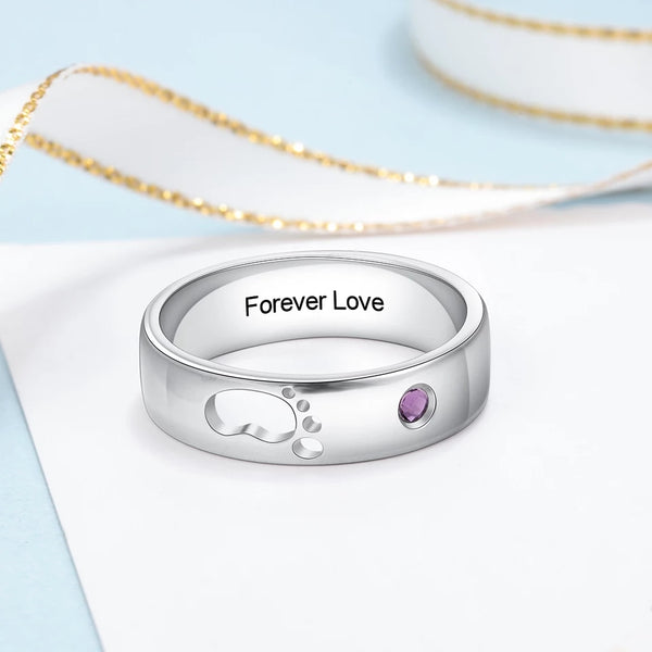 Baby Feet Ring With Birthstone and Engraving HNS Studio Canada