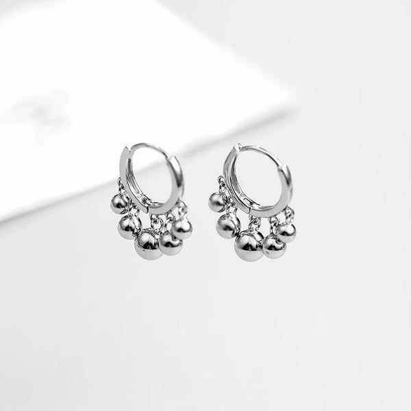 Silver Ball Hoop Earrings