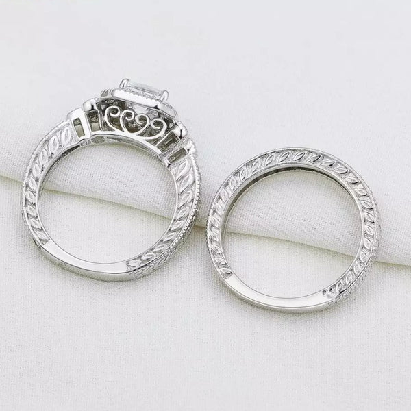 1.2 Carats Radiant Cut Eternity Sterling Silver Ring Set HNS Studio Canada