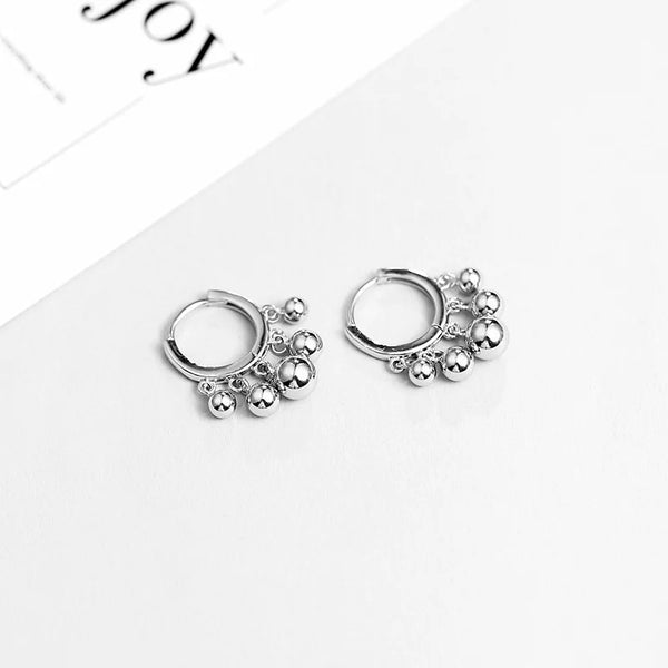 Silver Ball Hoop Earrings
