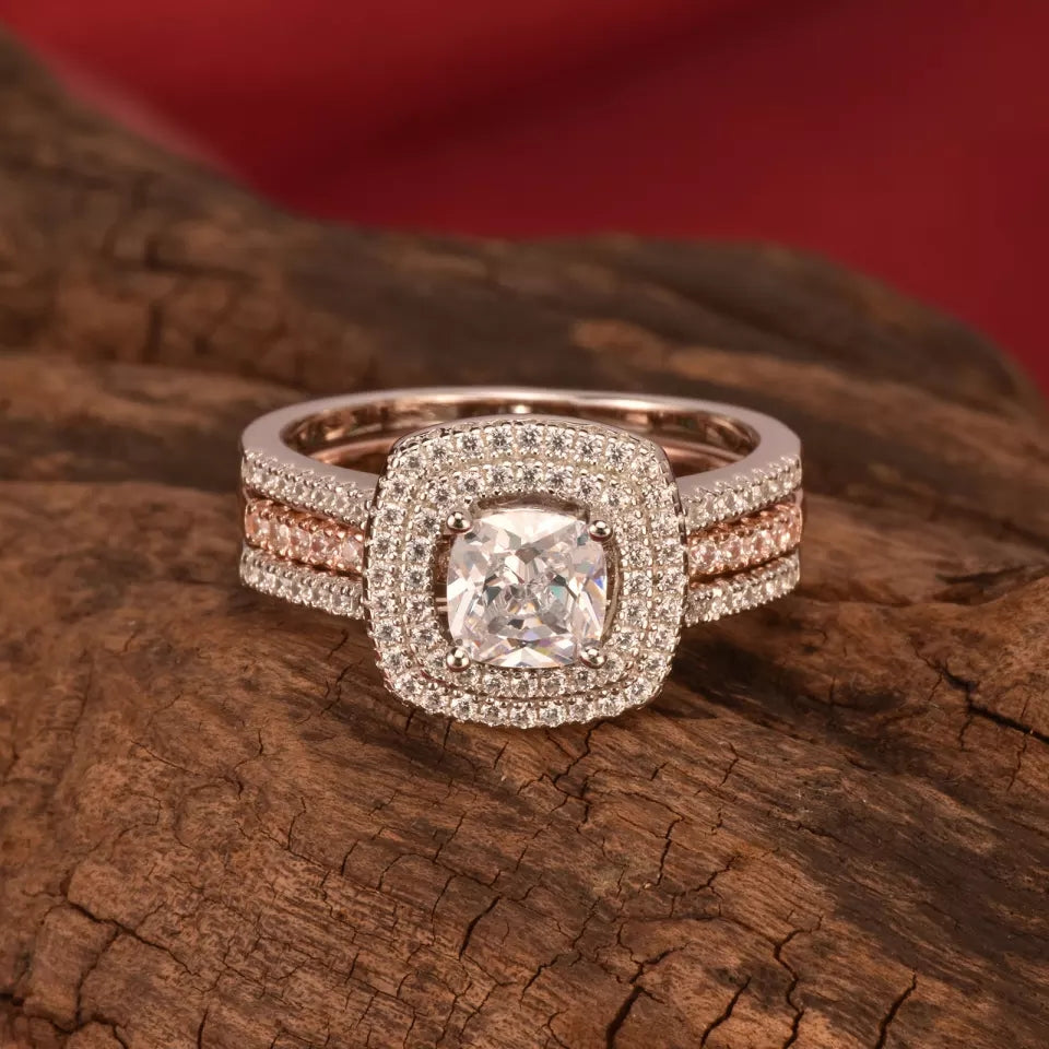 1.25 Carats Princess Cut Sterling Silver Women's Wedding Ring Set-HNS Studio