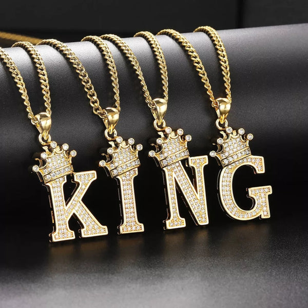 18k Gold Plated Crown Letter Necklace
