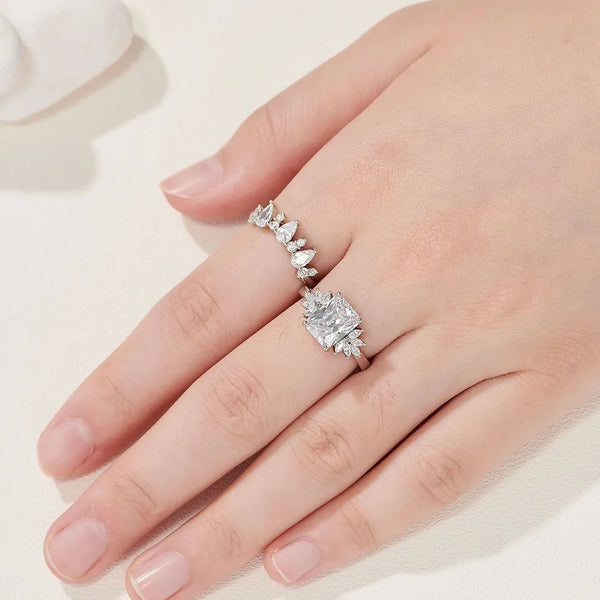 Radiant Cut Wedding Ring Set HNS Studio