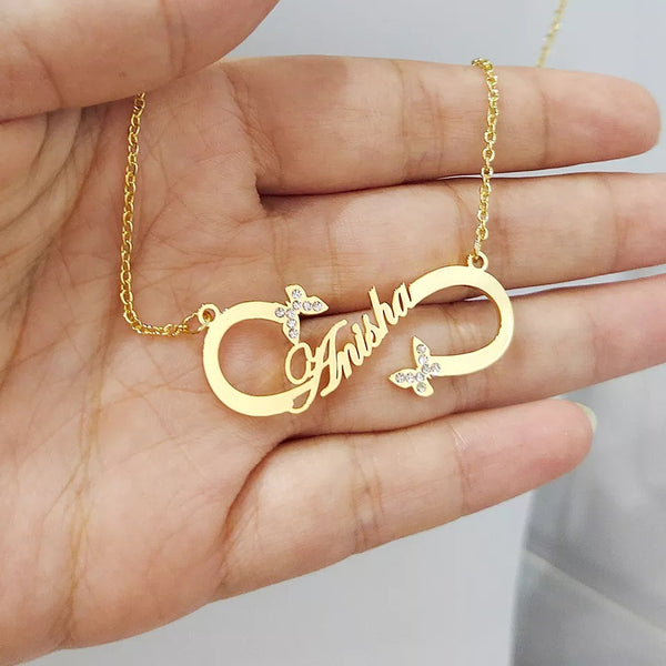 Custom Infinity Name Necklace with Butterfly HNS Studio Canada