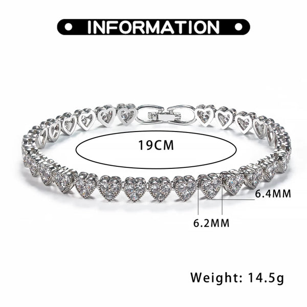AAA Cubic Zirconia Heart Tennis Bracelet HNS Studio Canada