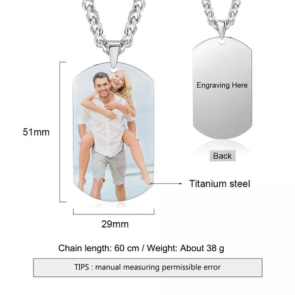 Personalized Engraved Photo Men's Stainless Steel Necklace HNS Studio Canada