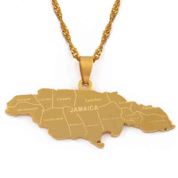 Jamaica City Map Pendant Necklace HNS Studio Canada