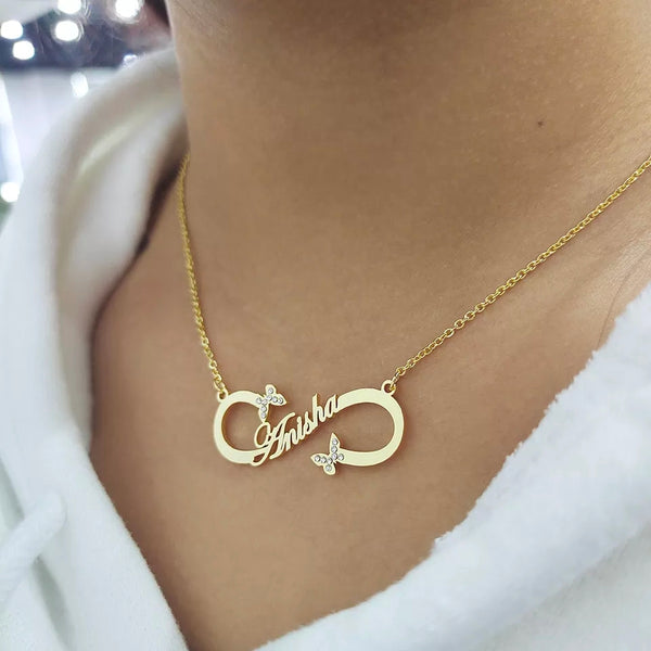 Custom Infinity Name Necklace with Butterfly HNS Studio Canada