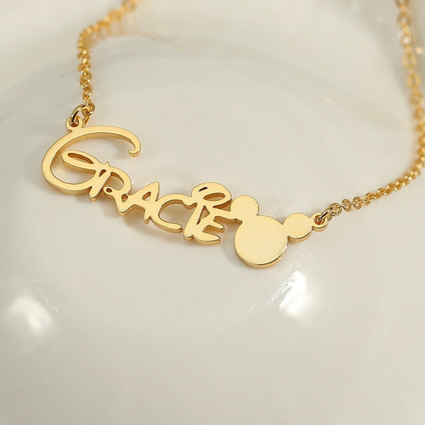 Disney Font Name Necklace with Mickey Mouse
