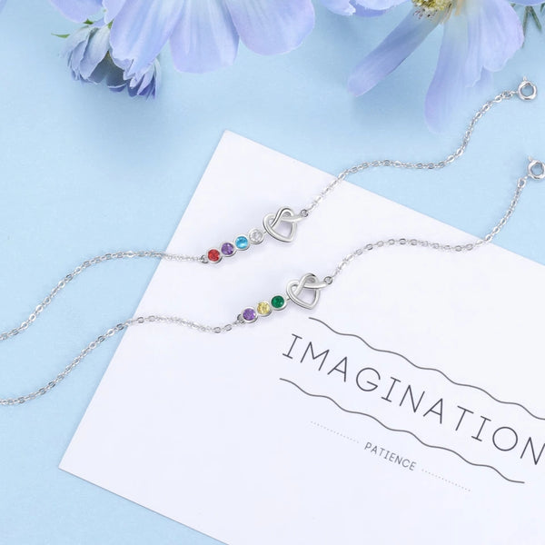 Personalized Love Knot Bracelet with Birthstones