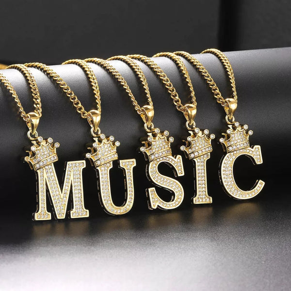 18k Gold Plated Crown Letter Necklace