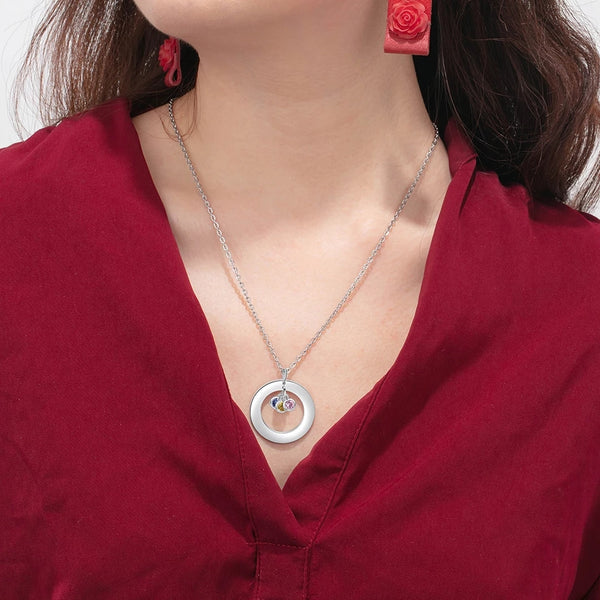 Family Name Necklace with Birthstone