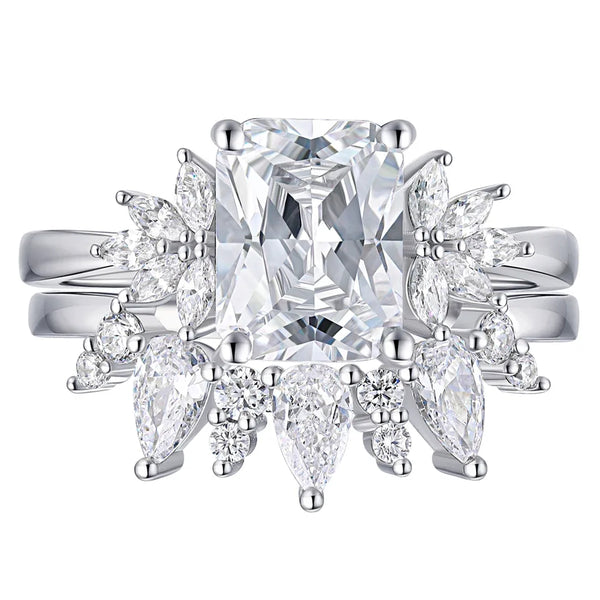 Radiant Cut Wedding Ring Set HNS Studio