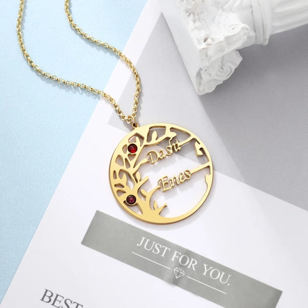 Family Tree Birthstones and Names Sterling Silver  Necklace HNs Studio Canada