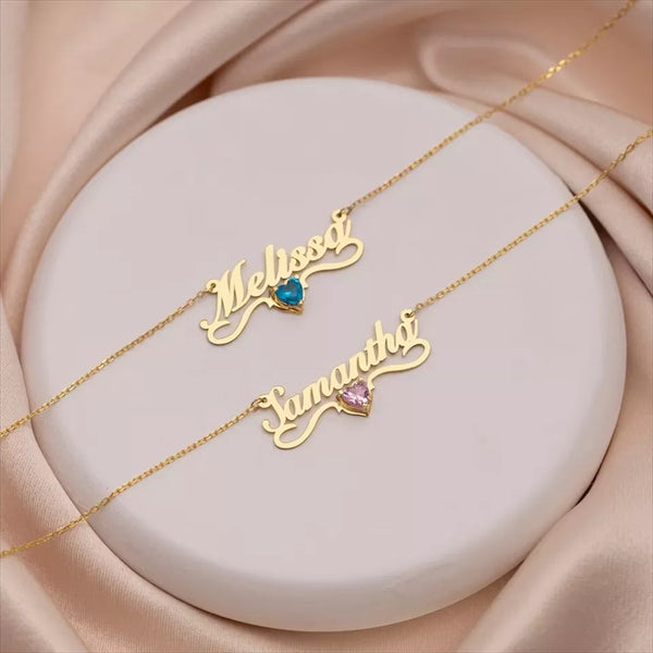Personalized Name necklace with Birthstone