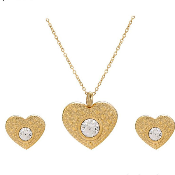 Gold Heart Necklace and Earrings Set HNS Studio  Canada