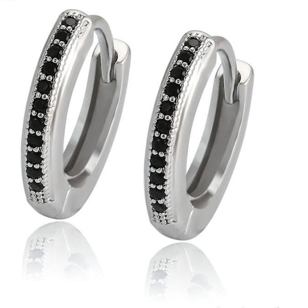 Silver Black CZ Hoops HNS Studio Canada