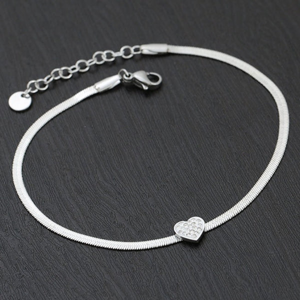 Thick Snake Anklet with Heart Charm HNS Studio Canada