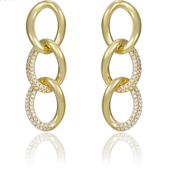 Sparkling Link Gold Chain Earrings HNS Studio Canada