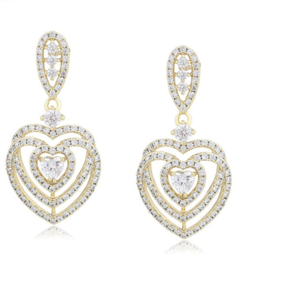 CZ Diamond Dangle Earrings Gold Plated HNS Studio Canada